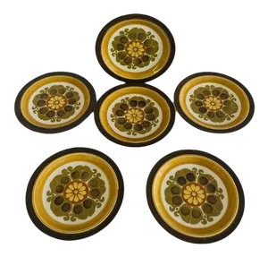 Mid-Century Electra Echo Japanese Stoneware Salad Plates- Set of 6
