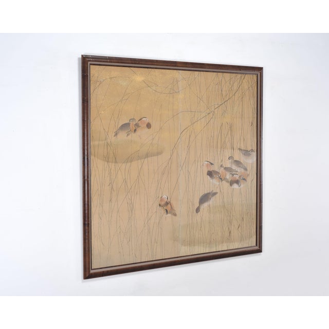 Japanese Japanese Taishō/Shōwa Painting Flock of Ducks in Winter Pond For Sale - Image 3 of 18