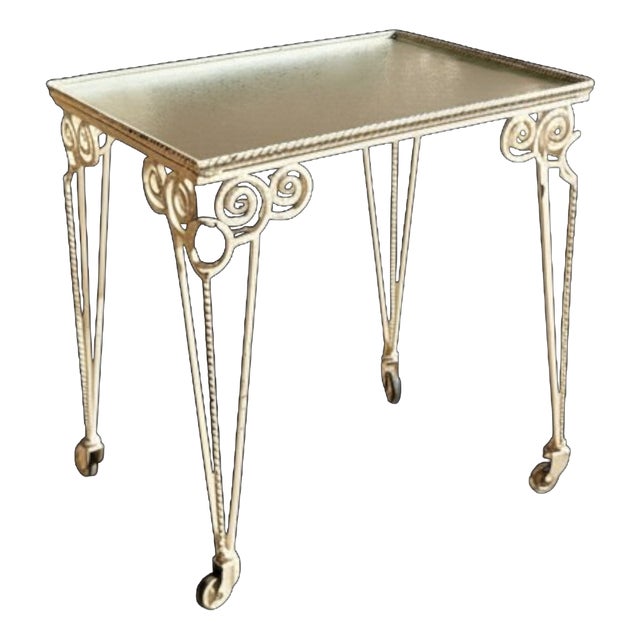 Art Deco Style Wrought Iron Serving Cart, 1950s For Sale