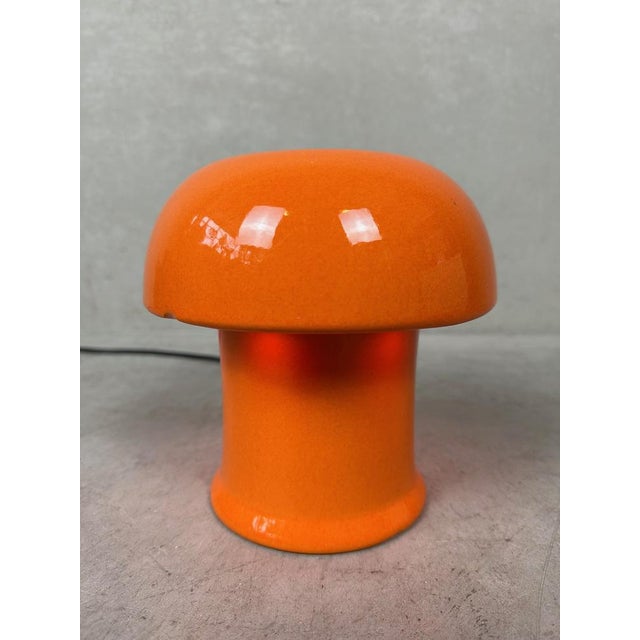 Orange Vintage Ceramic Mushroom Lamp from Massive, 1970s For Sale - Image 8 of 8