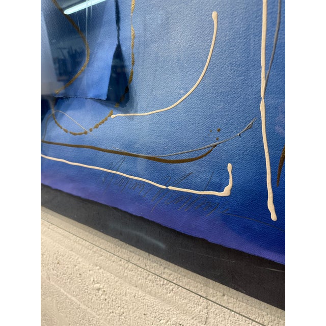 Large Scale Abstract Acylic on Paper Art Encased in Plexiglass, Signed by Artist For Sale - Image 12 of 17