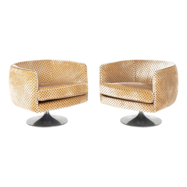 Milo Baughman Style Upholstered Tub Chairs, Pair For Sale