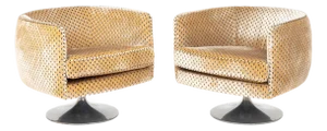 Milo Baughman Style Upholstered Tub Chairs, Pair