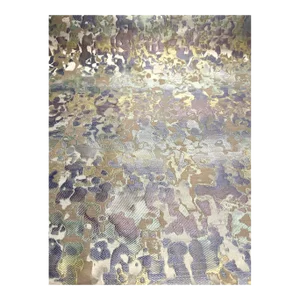 Caracole Abstract Modern Blue Green and Purple Camouflage Designer Fabric - 65 Yards