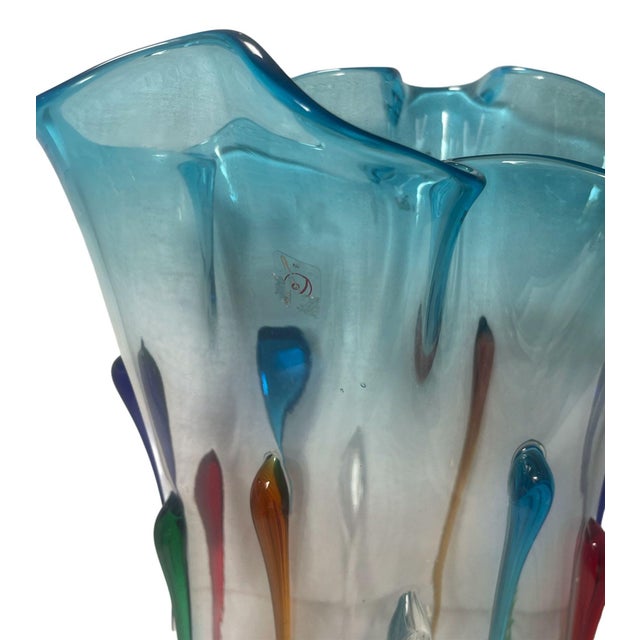 Italian Enrico Cammozzo Signed Murano Glass Vase. Italy, Late 20th Century. For Sale - Image 3 of 10