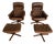 Vintage Swedish Brown Leather Swivel Chairs from Gote Møbler For Sale