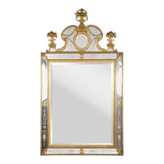 Swedish Neoclassical Ormolu and Etched Glass Mirror Designed by Burchard Precht For Sale