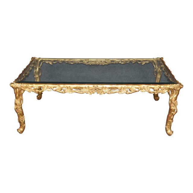 Regency Style Carved Branch and Leaf Coffee Table in the Manner of Bagues For Sale