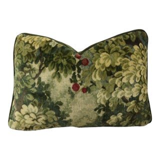 Scalamandre Velvet Marley Botanical Tapestry Feather/Down Pillow For Sale