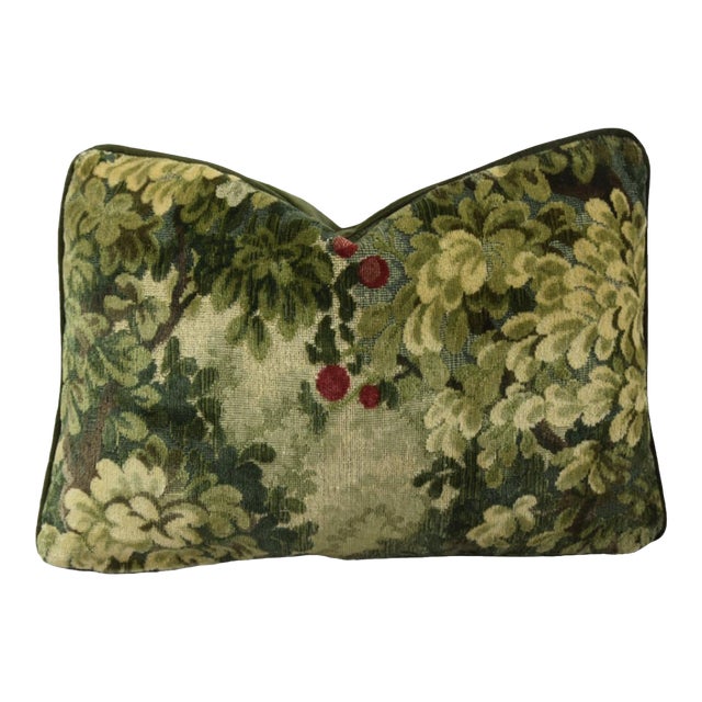 Scalamandre Velvet Marley Botanical Tapestry Feather/Down Pillow For Sale