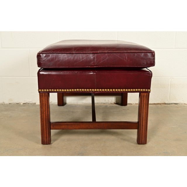 Hancock & Moore Chippendale Leather Ottoman For Sale - Image 9 of 11