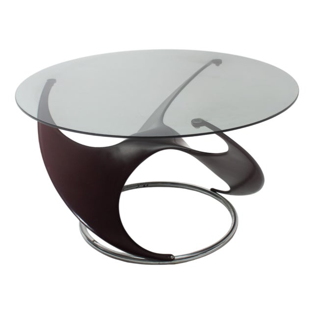 Propeller Coffee Table in Glass and Wood by Knut Hesterberg for Ronald Schmidt, Germany, 1967 For Sale