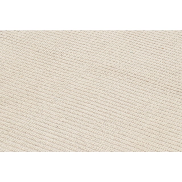 Moroccan Oversized Rug & Kilim’s Modern Textural Rug in Cream White with Ribbed Stripes - 10x14 For Sale - Image 3 of 8