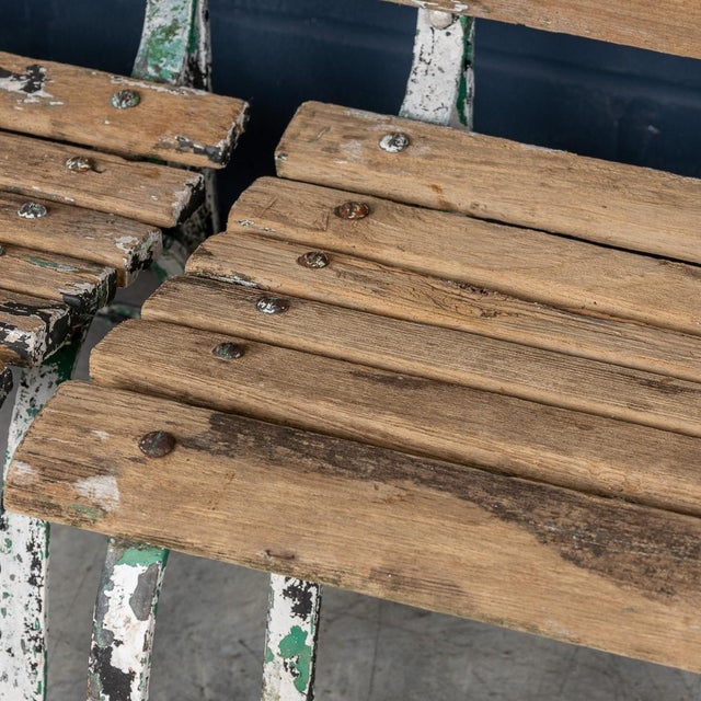 Antique 19th Century Victorian Wrought Iron & Wood Garden Seats, 1890, Set of 4 For Sale - Image 13 of 18