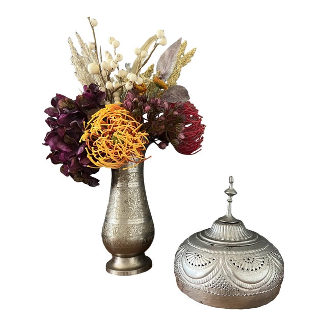 1910s Antique Islamic Metal Round Shaped Box For Sale