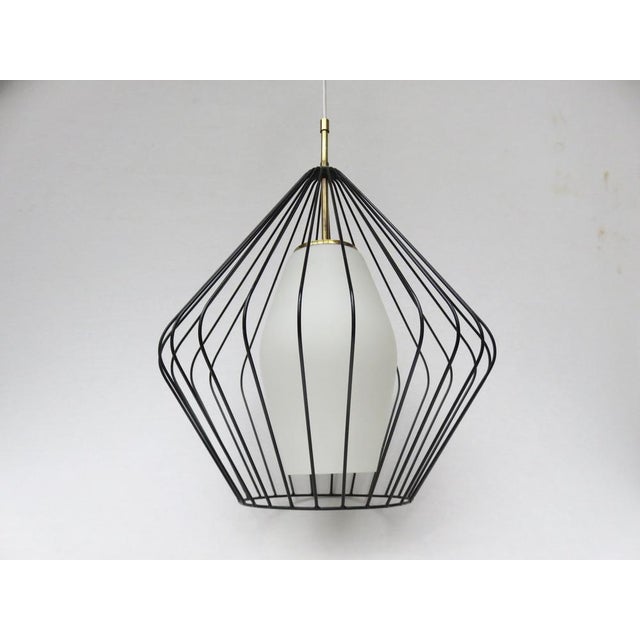 Mid-Century Modern String Pendant Lamp in Glass and Brass, 1950s For Sale - Image 3 of 18