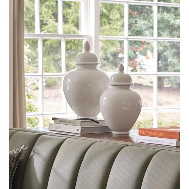 Lacquer White Large Ginger Jar, Made in Italy for The Mane Lion 18" Tall Shown in photo with medium jar.