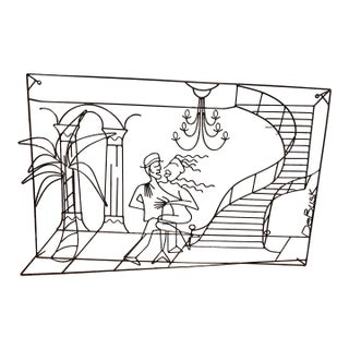 Large 1990s Original Barrett DeBusk "Jazz Club" Metal Wire Wall Sculpture For Sale