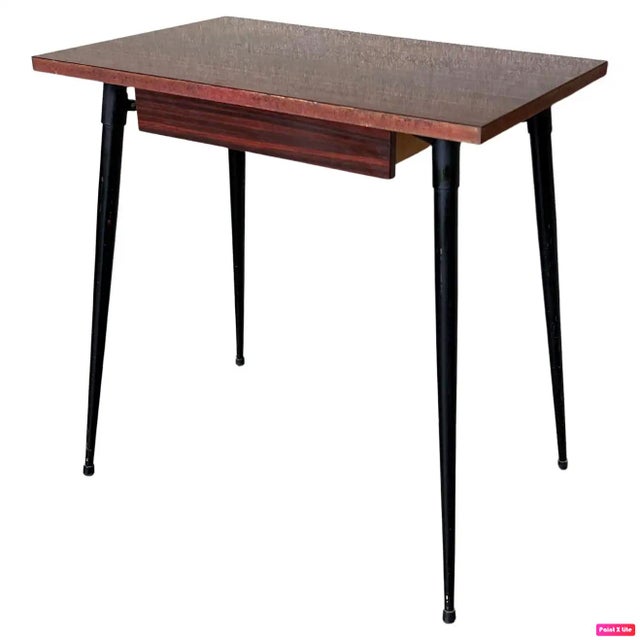 Mid Century Modern School Desk With Drawer and Iron Legs, 8 Pieces Available For Sale - Image 12 of 12