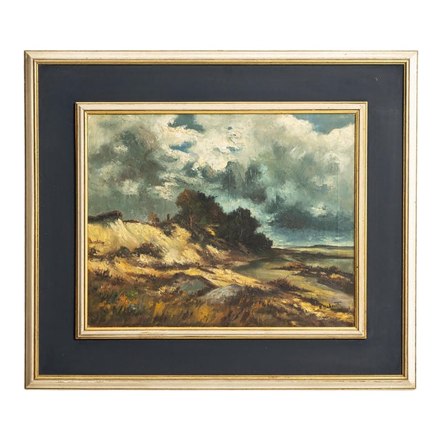 Mid 20th Century Belgium Charcoal Canvas Painting For Sale