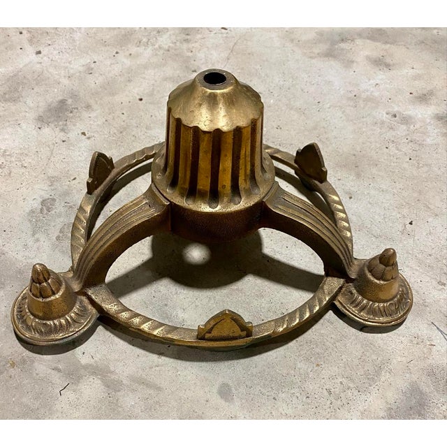 Metal Antique Art Deco Style Bronze 3-Light Ceiling Light Plate For Sale - Image 7 of 7