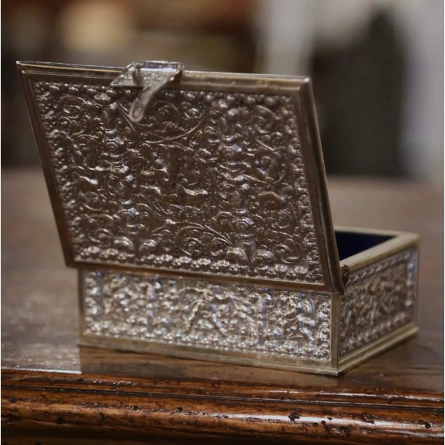 19th Century French Napoleon III Silver-Plated Copper Jewelry Box For Sale - Image 9 of 11