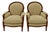 Pair of Louis XVI-Style Walnut Armchairs in Green For Sale