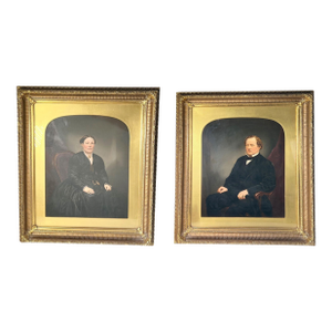 Oil on Board Portraits of an Affluent Husband and Wife - Mixed Pair