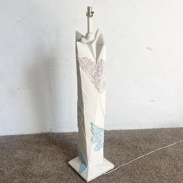 Postmodern Brutalist Green and Pink and White Floor Lamp For Sale - Image 4 of 9