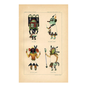 Early 1900s, Hopi Indian Kachina Print, Corn Kachina, Original Antique Native American Lithograph