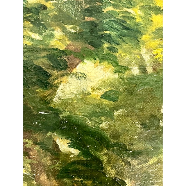 Antique 19th-Century French Impressionist Landscape Oil Painting Sunlit Forest For Sale - Image 16 of 18