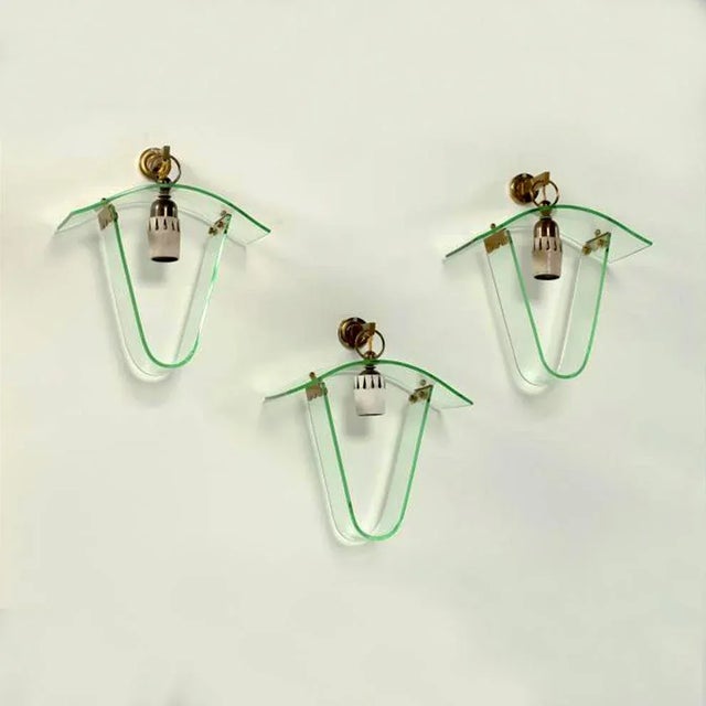 Postmodern Sconces by Pietro Chiesa for Fontana Arte, 1940s, Set of 3 For Sale - Image 3 of 17
