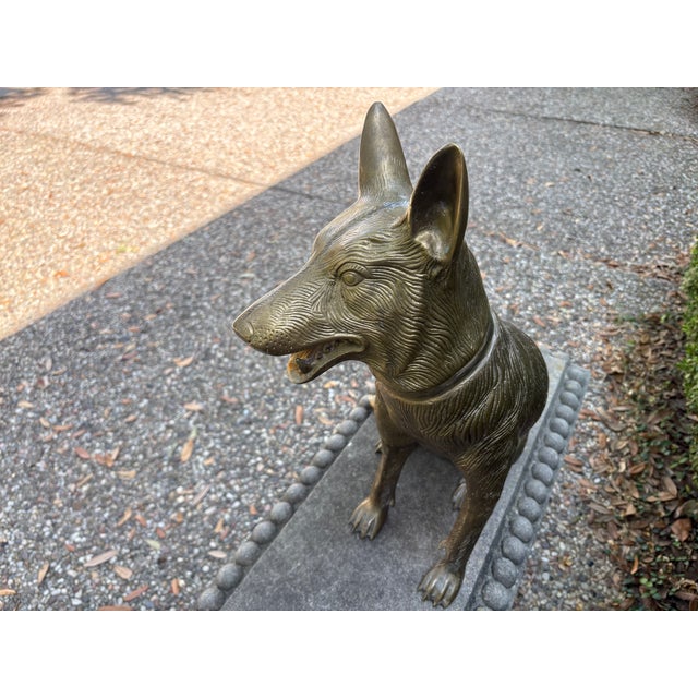 Metal 1960s Hollywood Regency Brass German Shepherd For Sale - Image 7 of 13