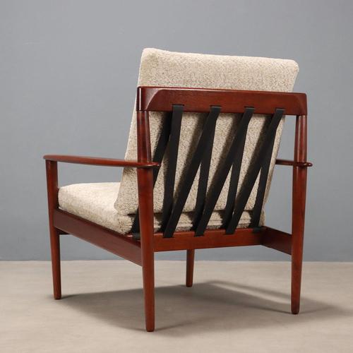 White Vintage Lounge Chair in Teak, 1960s For Sale - Image 8 of 11