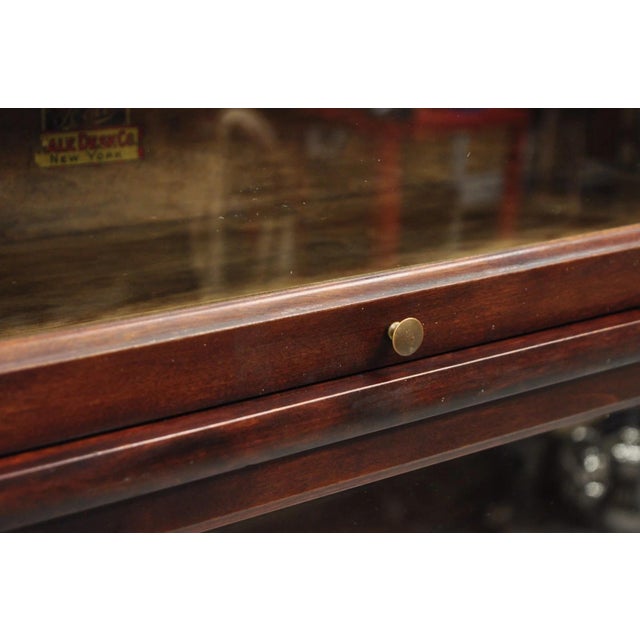 Antique Hale Mahogany 3 Section Stacking Barrister Glass Door Lawyers Bookcase For Sale - Image 14 of 16