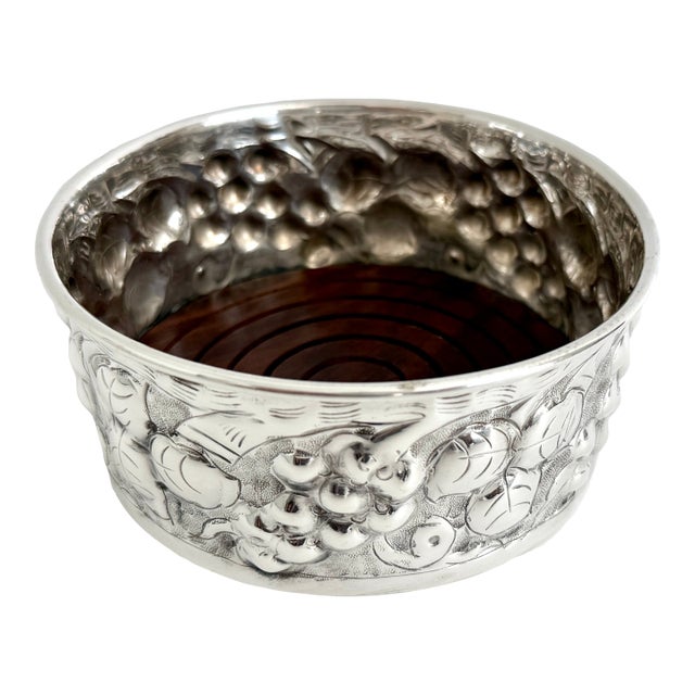 English Sheffield Vintage Silver Wine Bottle Coaster For Sale