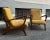 Mid-Century Modern Set of Lounge Chairs with Dark Wood Frame and Yellow Bouclé Fabric, 2000s For Sale - Image 3 of 7