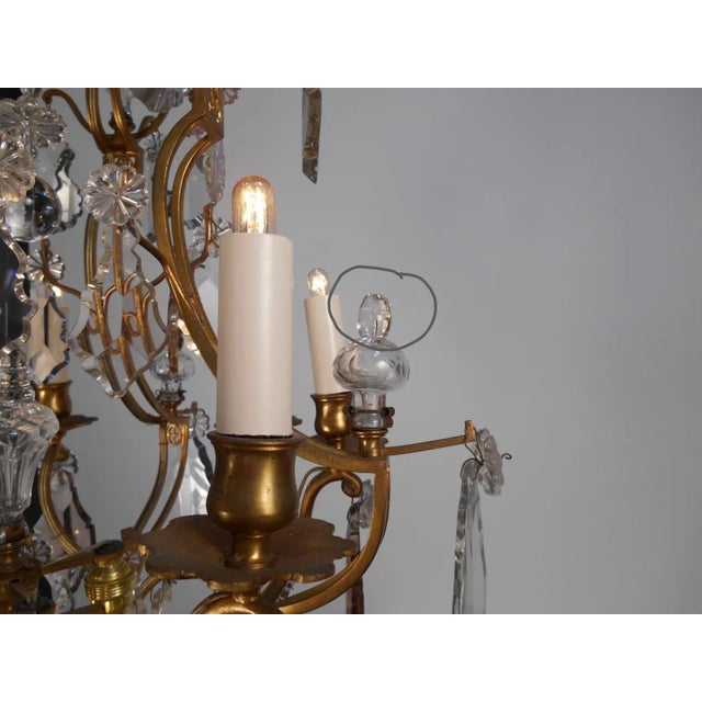 1920s French Bronze and Crystal Chandelier For Sale In Denver - Image 6 of 13