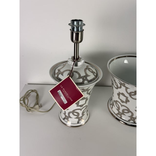 1990s White Porcelain Objects with Platinum Finishes from Le Porcellane, 1990s, Set of 3 For Sale - Image 5 of 17