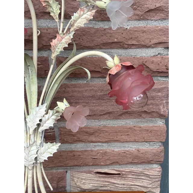 Italian Florentine Metal and Glass Wall Lamp, 1950s, in Very Good conditions. Designed 1950 to 1959 I have official proof...