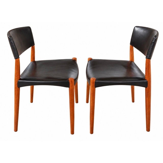 Mid-Century Modern Ejner Larsen & Aksel Bender Madsen Teak Side Dining Chairs for Willy Beck, 1950 For Sale - Image 3 of 7