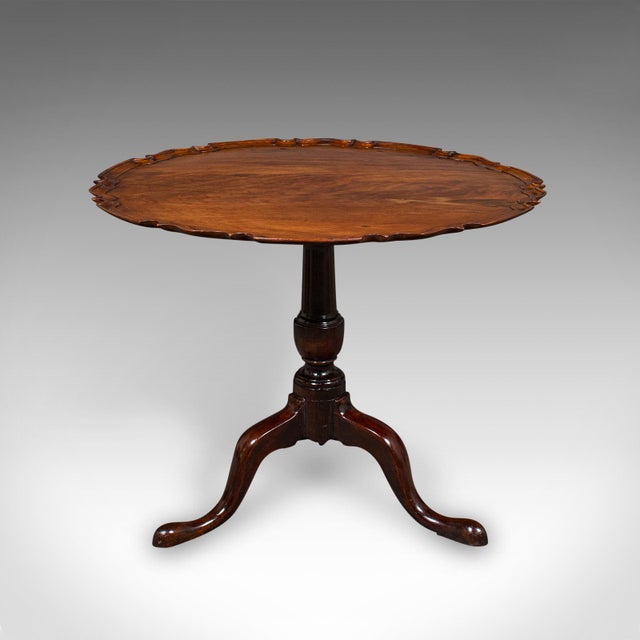 Traditional Antique 4 Seat Occasional Table, English, Walnut, Tilt Top, Pie Crust, Georgian For Sale - Image 3 of 12