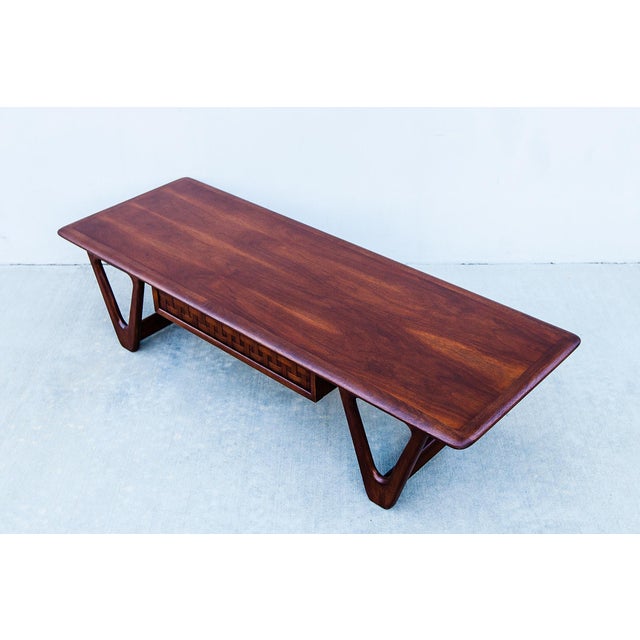 1960s Restored Mid Century Lane "Perception" Coffee Table With Basketweave Drawer For Sale - Image 12 of 12