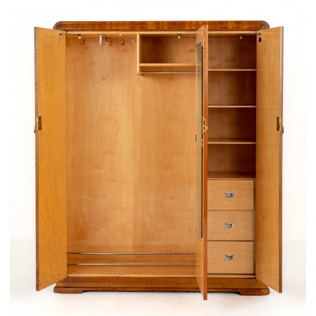 Wood Art Deco Burr Walnut Wardrobe, 1930s For Sale - Image 7 of 15
