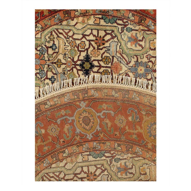 Traditional Pasargad DC Fine Hand Knotted Persian Heriz Design Round Rug For Sale - Image 3 of 6