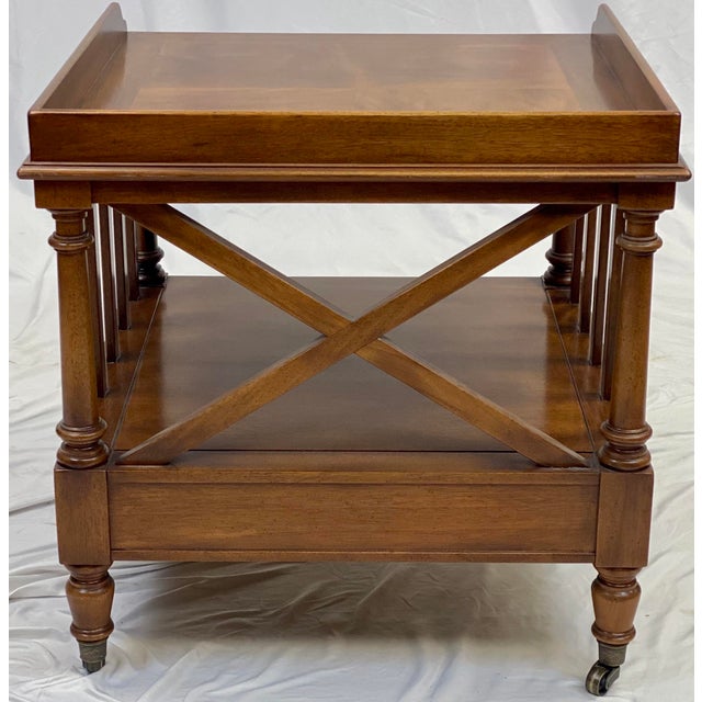 Vintage Mahogany Campaign Side Table on Casters Chairish