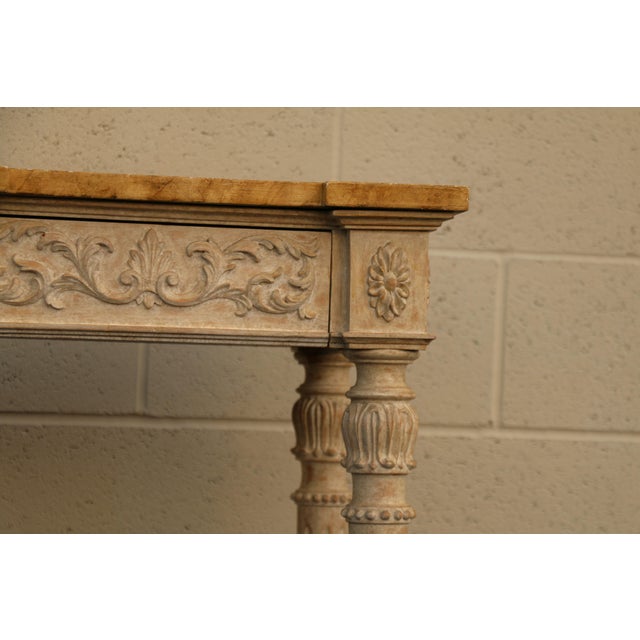Vintage Karges Painted Console Table With Carved Base & Faux Stone Top For Sale - Image 9 of 18