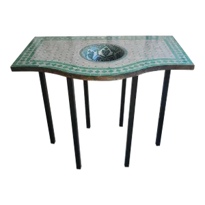 Moroccan Hand Made Mosaic Sink + Wrought Iron Base / White Aqua