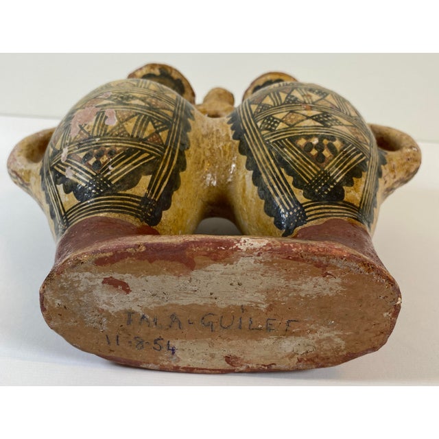 Vintage Double-Chamber Geometric Ceramic Vessel, Marked and Dated 11-8-54 For Sale - Image 4 of 7