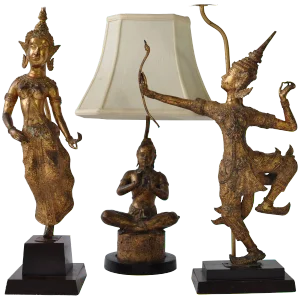 Collection of Vintage Thai Figure Lamps
